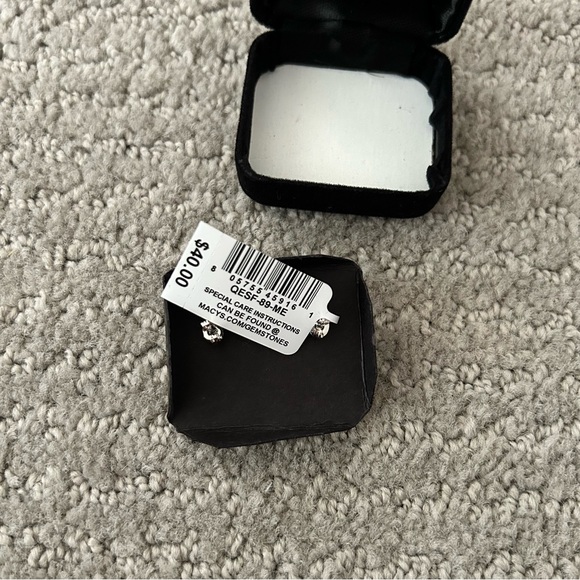 NWT Macy's White Cultured Freshwater Pearl Sterling Silver Earrings - Picture 3 of 4